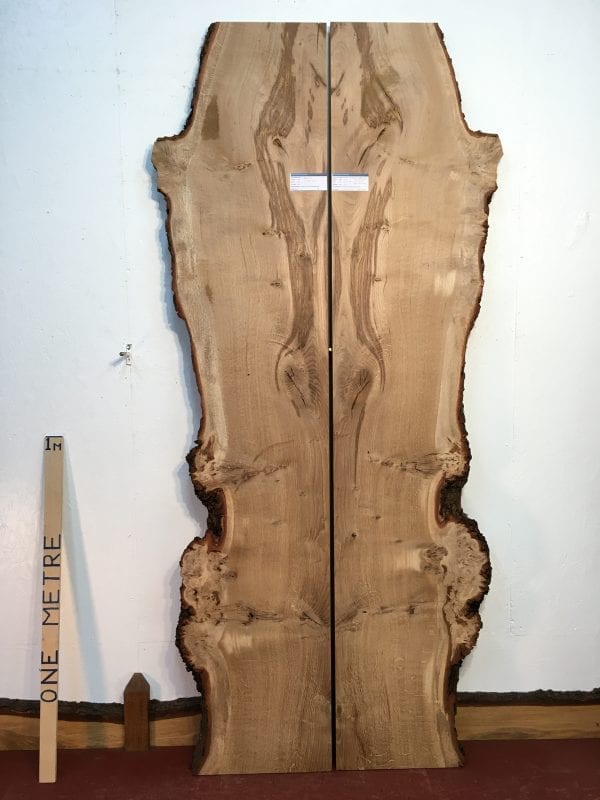 BURRY OAK Bookmatched Set 4.2cm thick - tree number 1008B- Natural Waney Live Edge Slab Board Kiln Dried Planed Seasoned Hardwood Wildwood Table Top