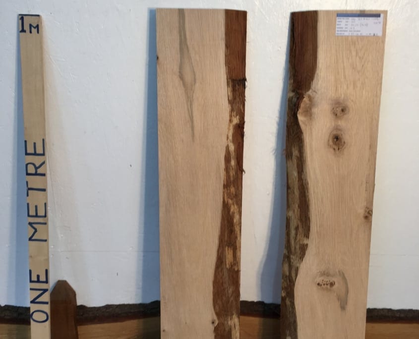 OAK RIVER SET 1125A-10A/B Single Waney Natural Live Edge Slab Board thickness 4.5cm Planed Kiln Dried Seasoned Hardwood
