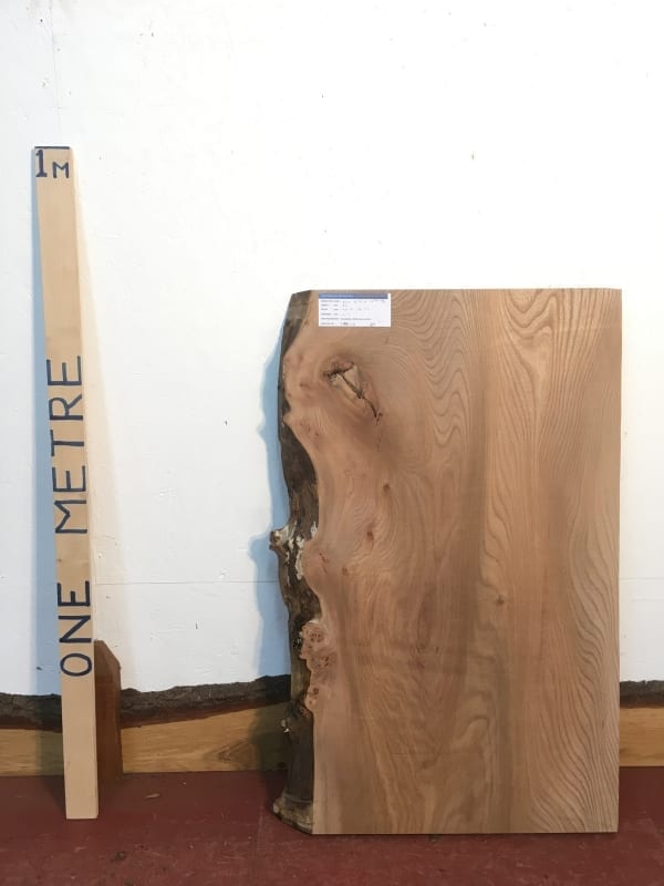 ELM 1476-7B Natural Waney Live Edge Slab Planed Hardwood Kiln Dried Seasoned Board 4.5cm Thick Offcut