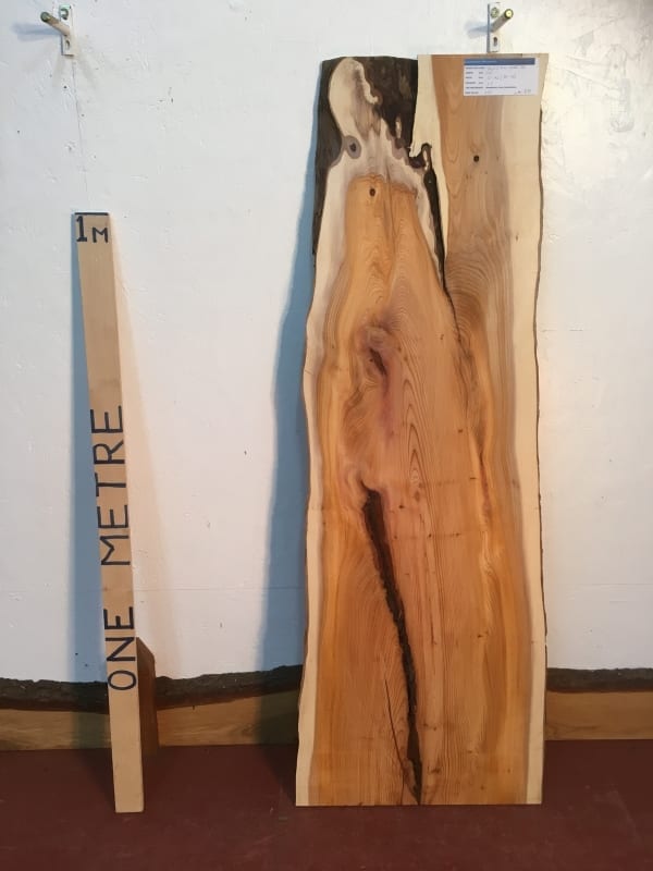 YEW 1426A-3A Natural Waney Live Edge Slab Wood Board thickness 2.5cm Kiln Dried Planed Seasoned Hardwood Wildwood