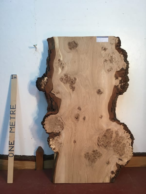 BURRY OAK 1089A-1B Natural Waney Live Edge Slab Board Thickness 4cm Kiln Dried Planed Seasoned Hardwood Wildwood Coffee Table Top