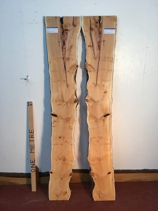 YEW BOOKMATCHED SET Natural Waney Live Edge Board 1423B-1/2