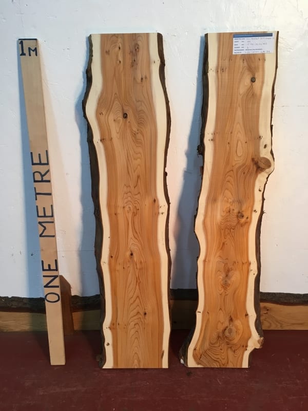 YEW BUNDLE Natural Waney Live Edge Slab Wood Board 1442A-1