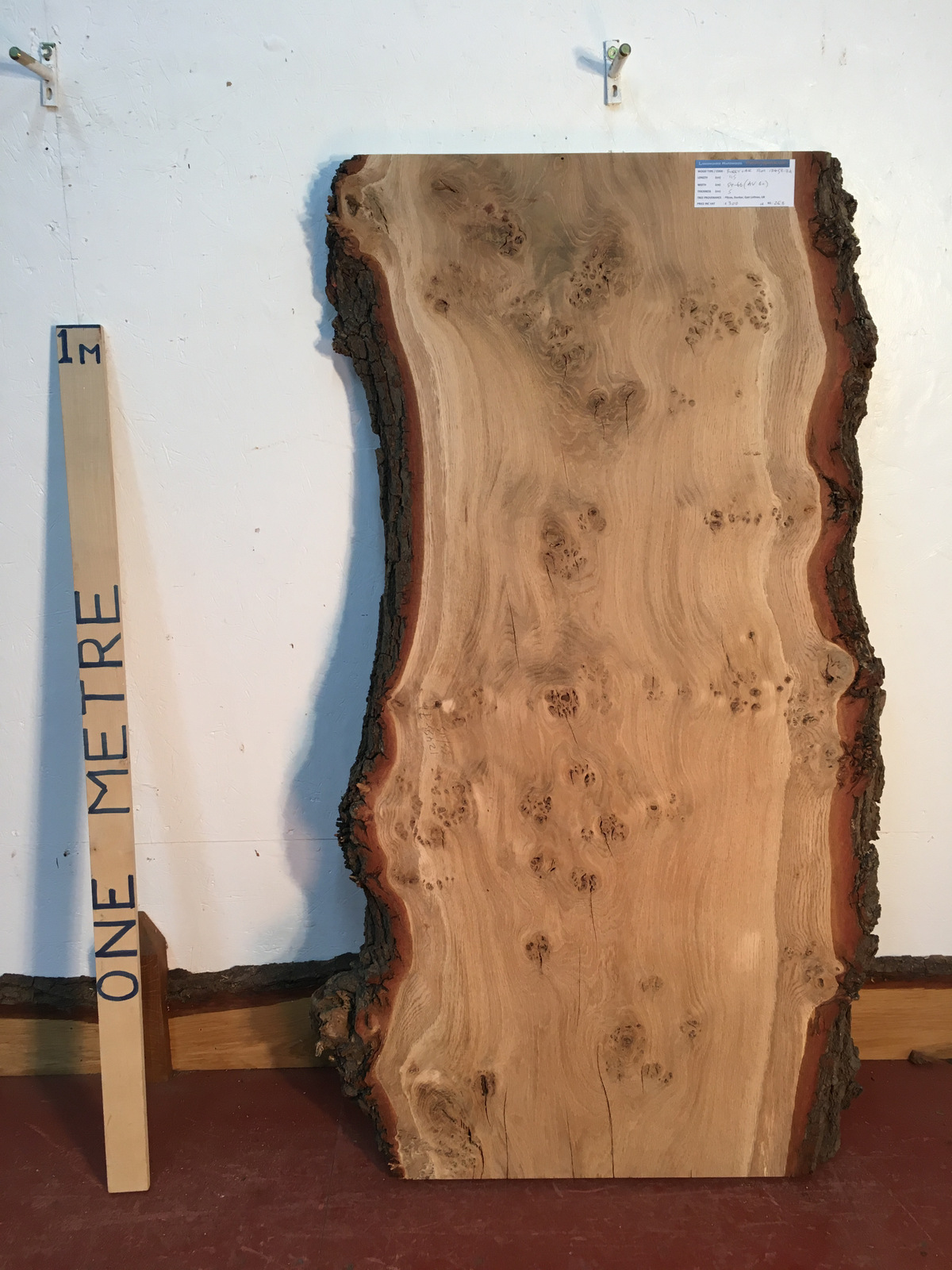 BURRY OAK Natural Waney Live Edge Slab Wood Board 1245B-7A