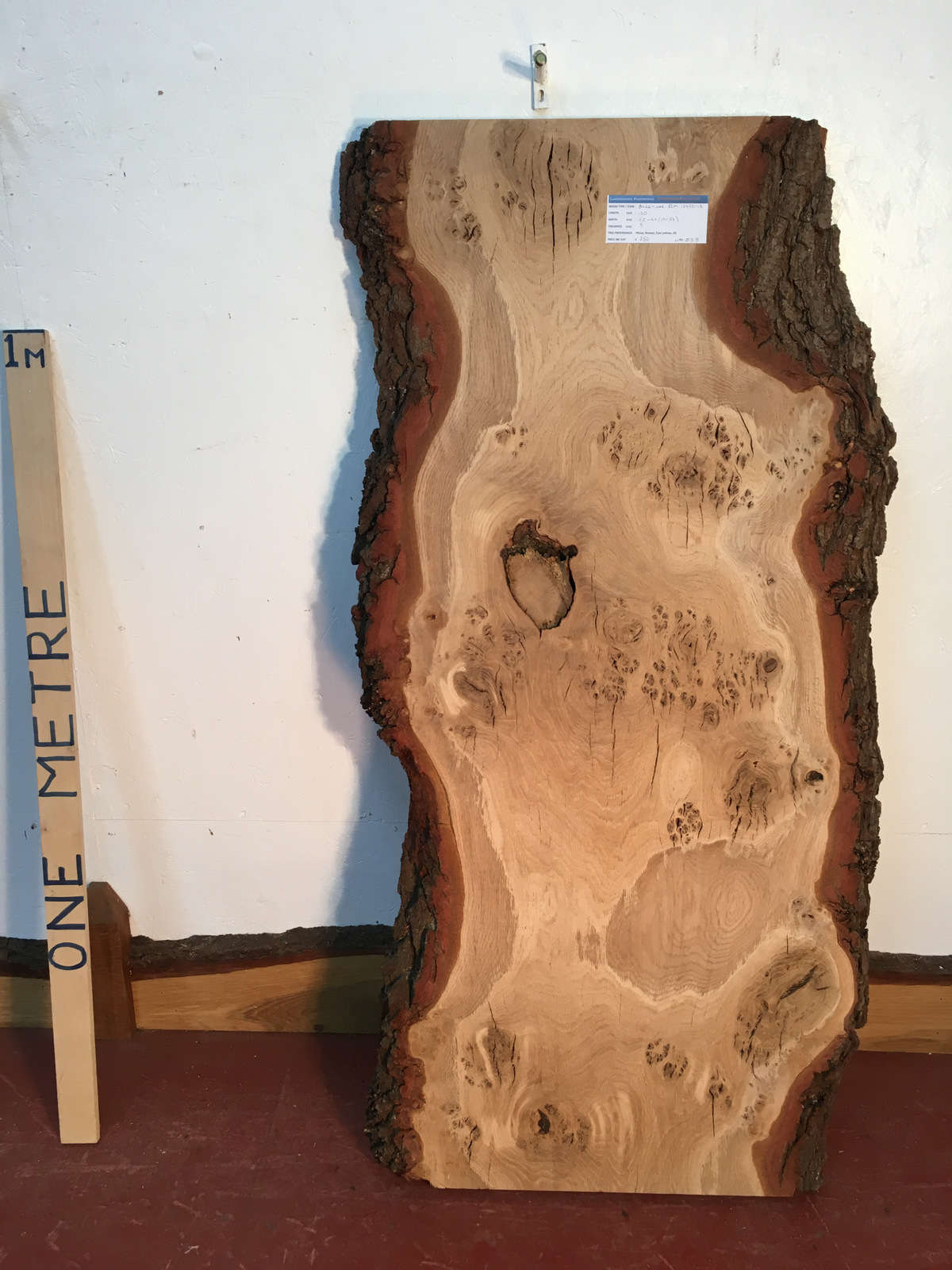 BURRY OAK Natural Waney Live Edge Slab Wood Board 1245B-1B
