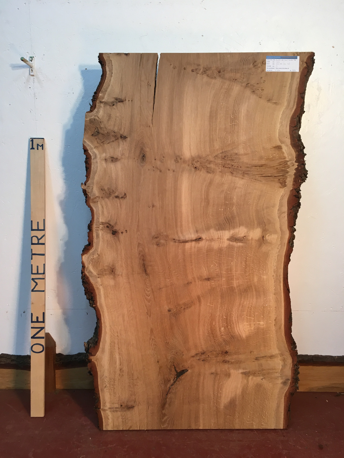 BURRY OAK Natural Waney Live Edge Slab Wood Board 1245B-4B