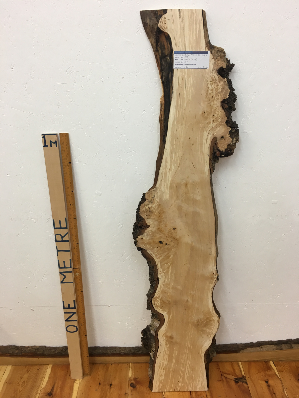 BURRY BIRCH Natural Waney Edge Slab Wood Timber Board 1614-6