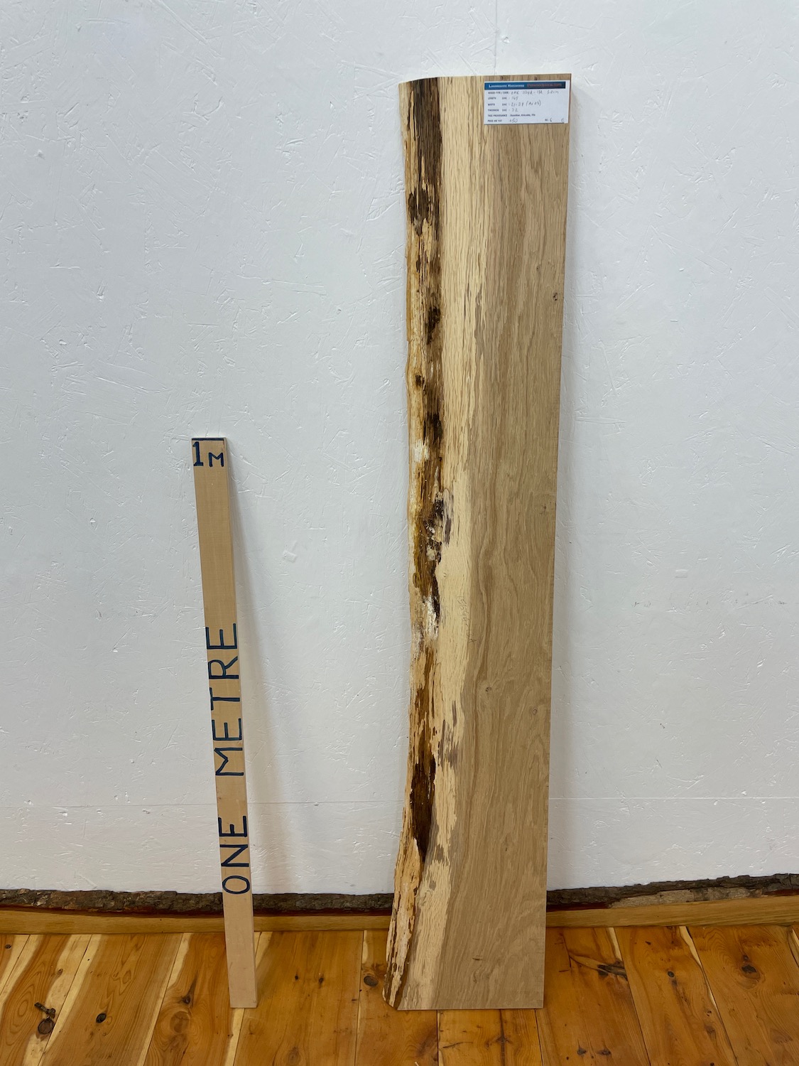 OAK Single Waney Natural Edge Board 1564A-13A Thickness 3.2cm Kiln Dried Planed & Thicknessed Seasoned Hardwood Live Edge Shelf