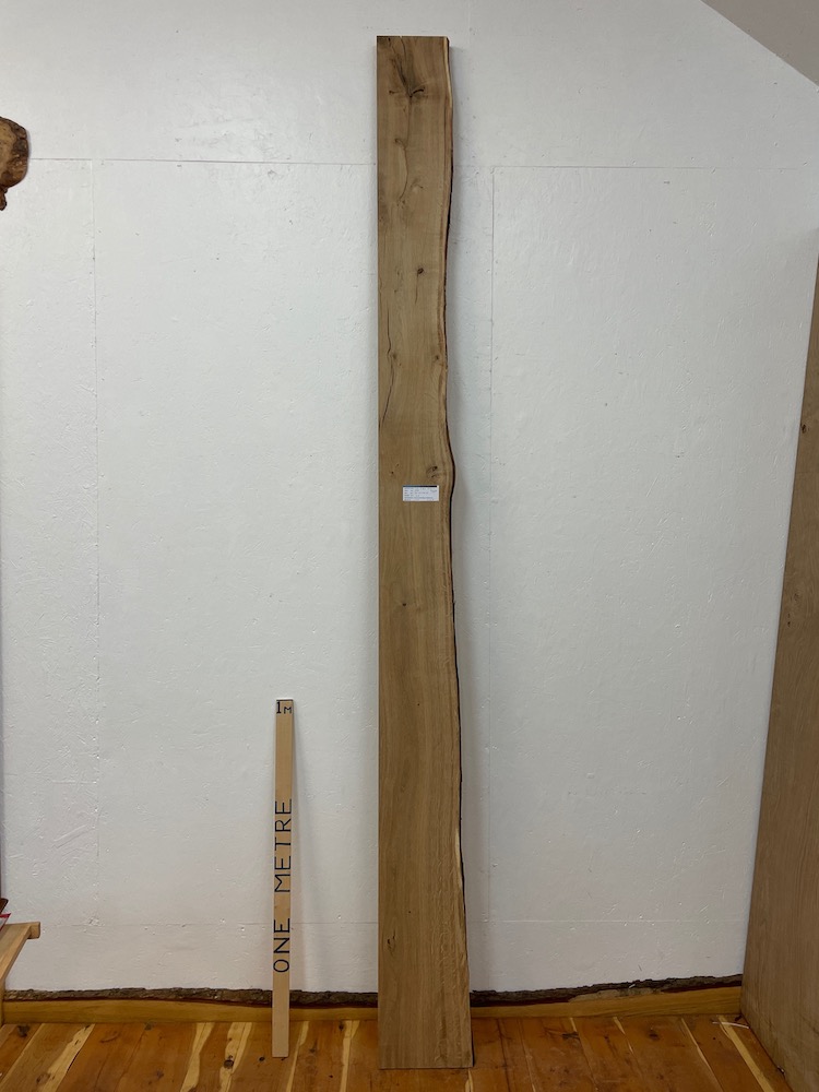 OAK Single Waney Edge Slab Planed Finish Hardwood Board 1549-4 Thickness 4.5cm Kiln Dried Seasoned Live Edge Shelf