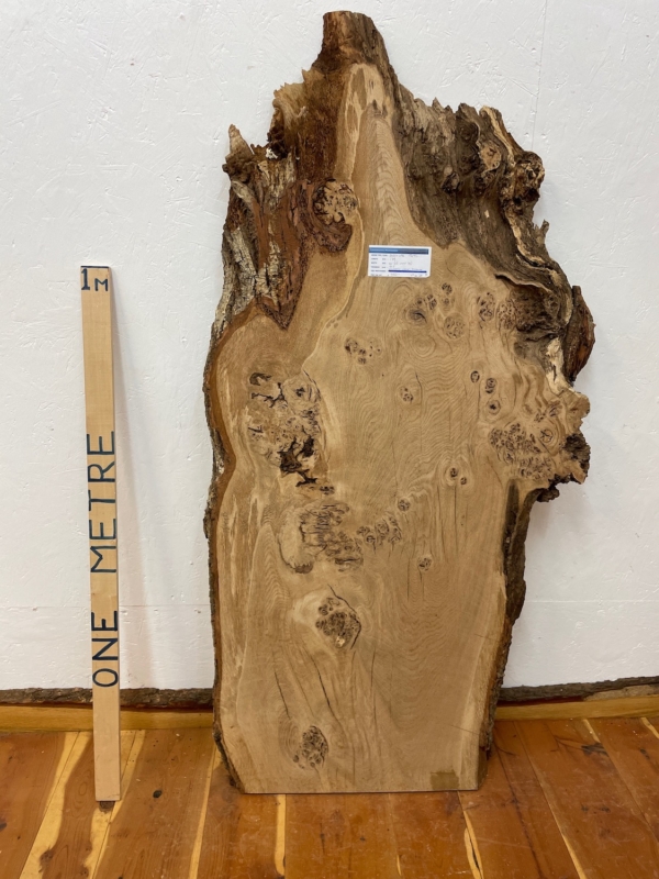 BURRY OAK Natural Waney Edge Slab Milled Finish Hardwood Board 1547B-1 Thickness 4.5cm Kiln Dried Seasoned Live Edge Desktops Coffee Tabletops Wildwood