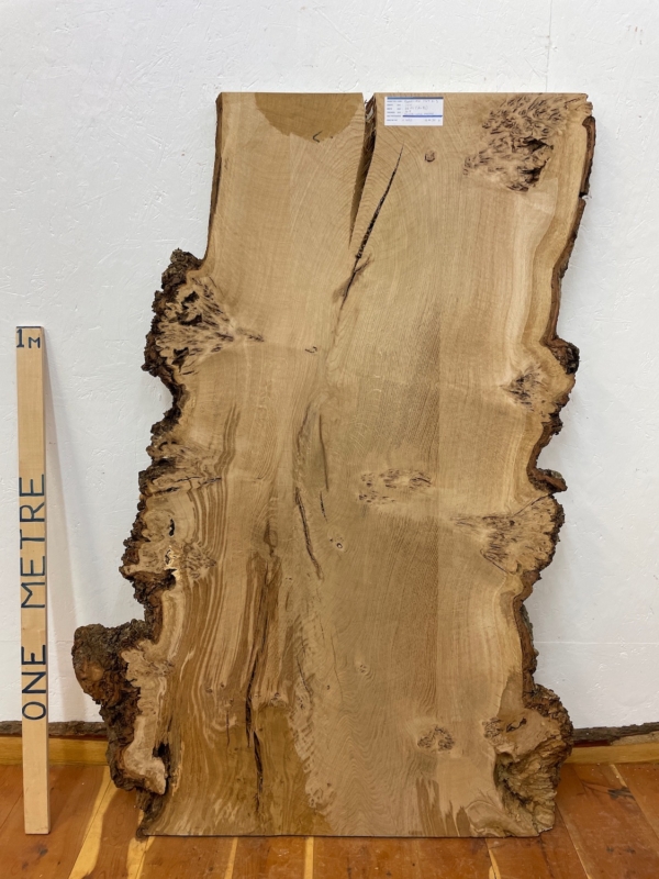 BURRY OAK Natural Waney Edge Slab Milled Finish Hardwood Board 1547B-3 Thickness 4.5cm Kiln Dried Seasoned Live Edge Desktops Coffee Tabletops Wildwood
