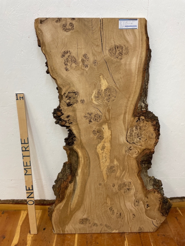 BURRY OAK Natural Waney Edge Slab Milled Finish Hardwood Board 1547B-7 Thickness 5cm Kiln Dried Seasoned Live Edge Desktops Coffee Tabletops