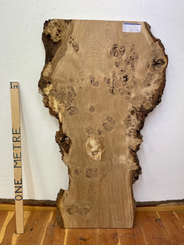 BURRY OAK Natural Waney Edge Slab Milled Finish Hardwood Board 1547A-2BB Thickness 5cm Kiln Dried Seasoned Live Edge Desktops Coffee Tabletops Wildwood