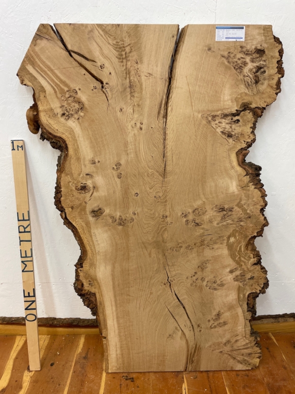 BURRY OAK Natural Waney Edge Slab Milled Finish Hardwood Board 1547B-5 Thickness 4.5cm Kiln Dried Seasoned Live Edge Desktops Coffee Tabletops
