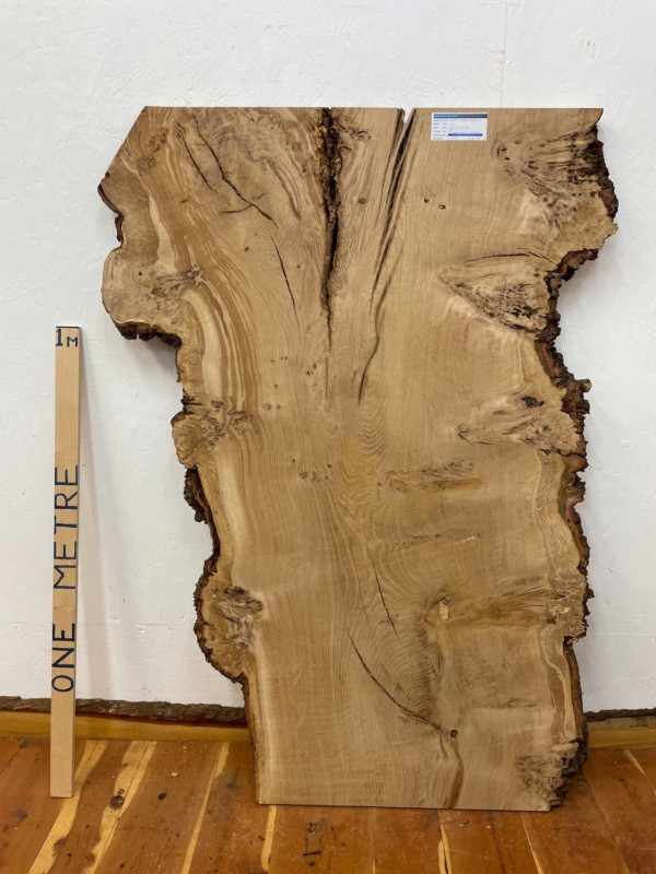 BURRY OAK Natural Waney Edge Slab Milled Finish Hardwood Board 1547B-4 Thickness 4.5cm Kiln Dried Seasoned Live Edge Desktops Coffee Tabletops Wildwood