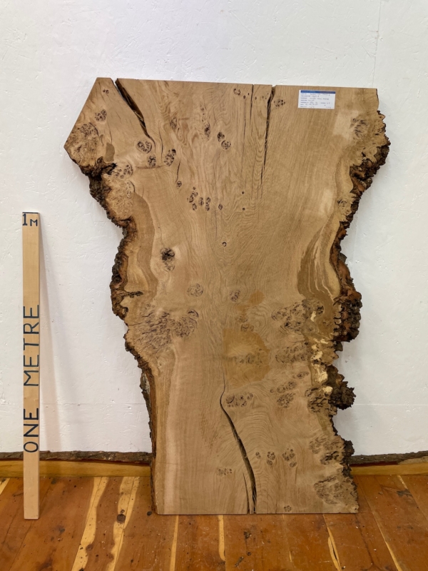 BURRY OAK Natural Waney Edge Slab Milled Finish Hardwood Board 1547B-6 Thickness 4.8cm Kiln Dried Seasoned Live Edge Desktops Coffee Tabletops Wildwood