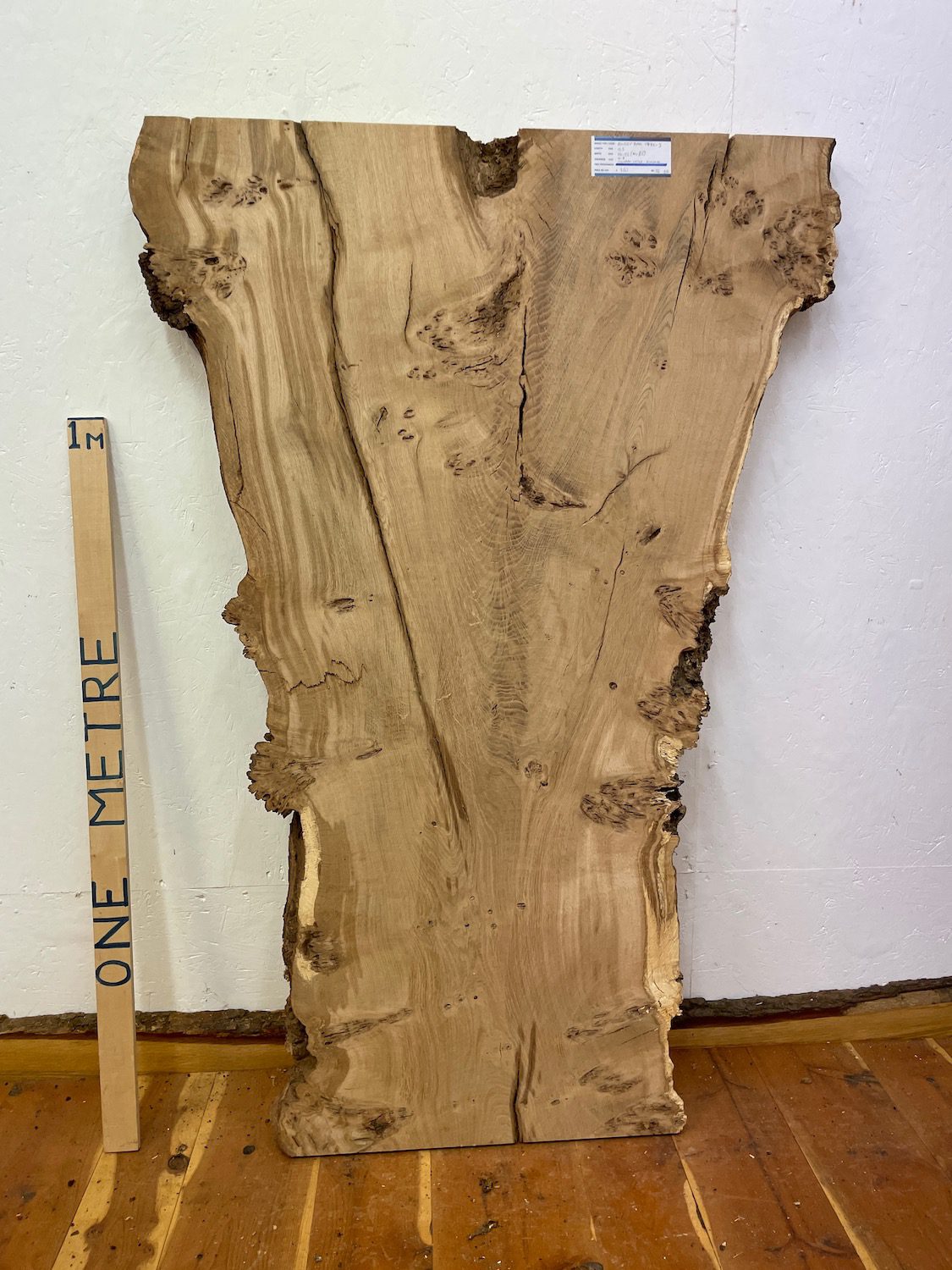 BURRY OAK Natural Waney Edge Slab Milled Finish Hardwood Board 1547C-3 Thickness 4.8cm Kiln Dried Seasoned Live Edge Desktops Coffee Tabletops Wildwood
