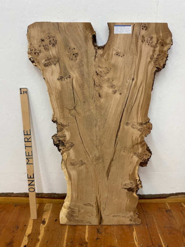 BURRY OAK Natural Waney Edge Slab Milled Finish Hardwood Board 1547C-2 Thickness 4.5cm Kiln Dried Seasoned Live Edge Desktops Coffee Tabletops Wildwood