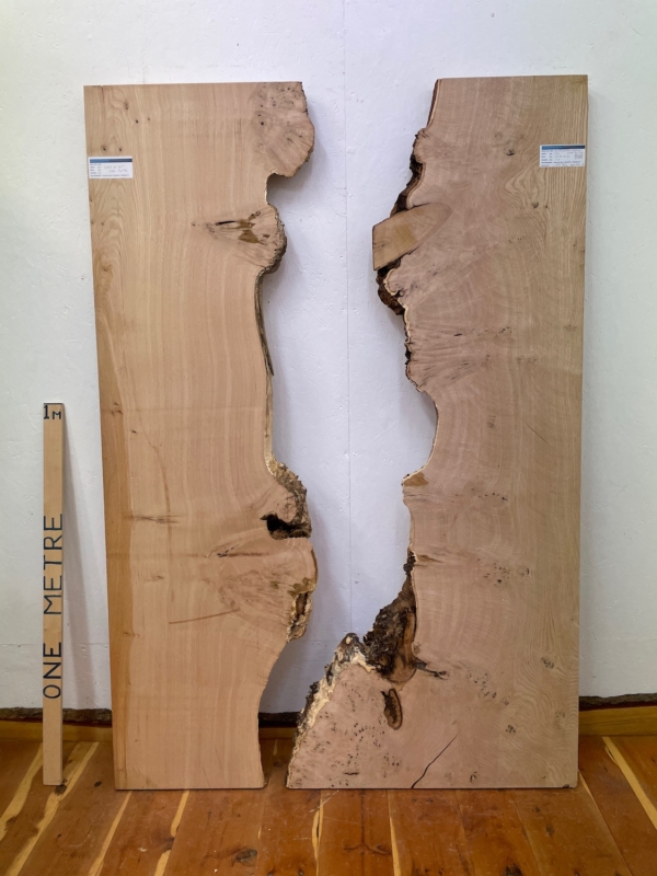 BURRY RIPPLED SWEET CHESTNUT River Table Set Single Waney Edge Slabs Milled Finish Hardwood Boards 1578-7L/7R Thickness 5.5cm Kiln Dried Seasoned Live Edge Wildwood Desktop Tabletop Worktops Dining Tabletops