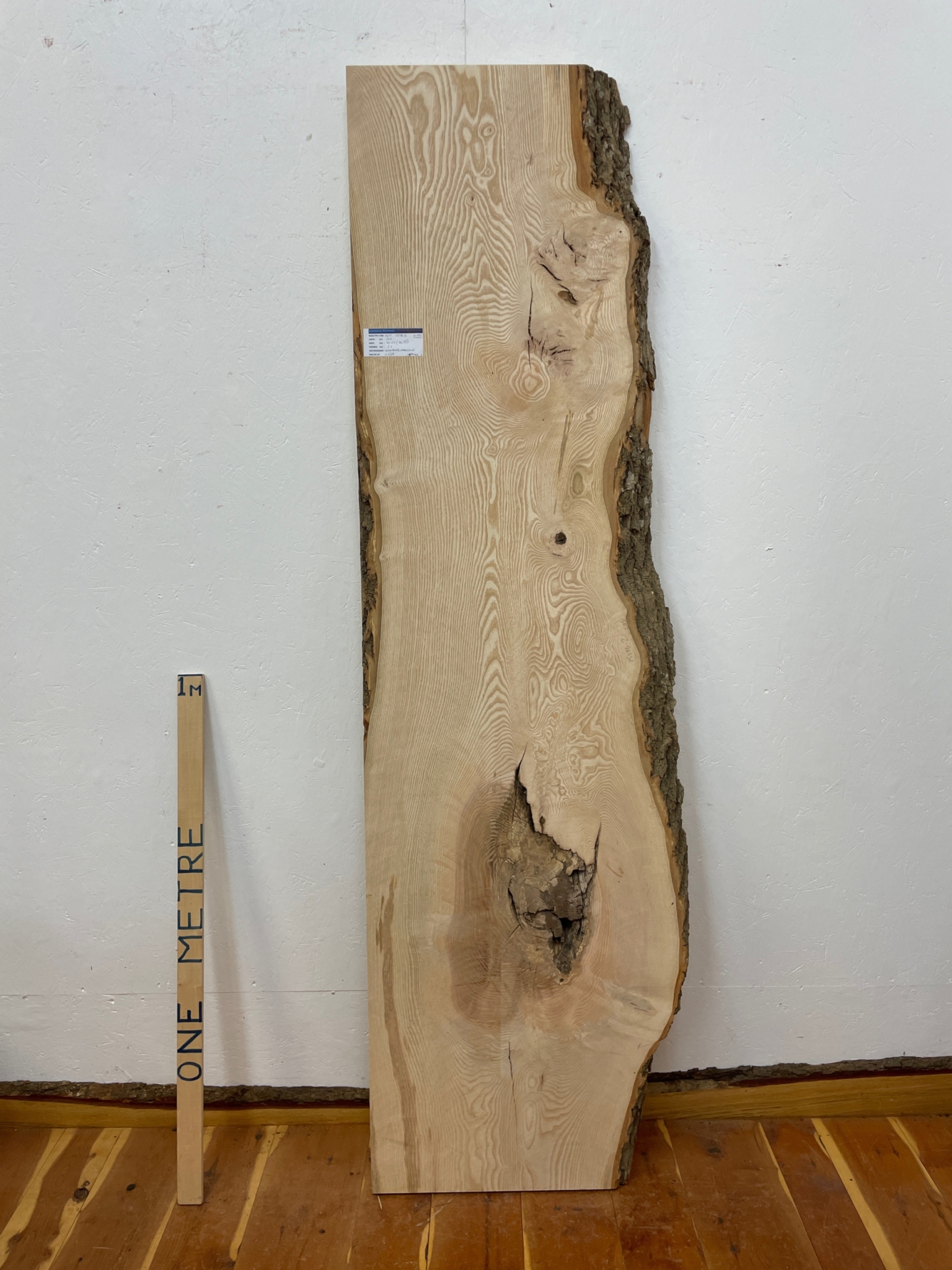 ASH Single Waney Natural Edge MILLED Finish Hardwood Board 1537B-2 Thickness 6.2cm Kiln Dried Seasoned Live Edge