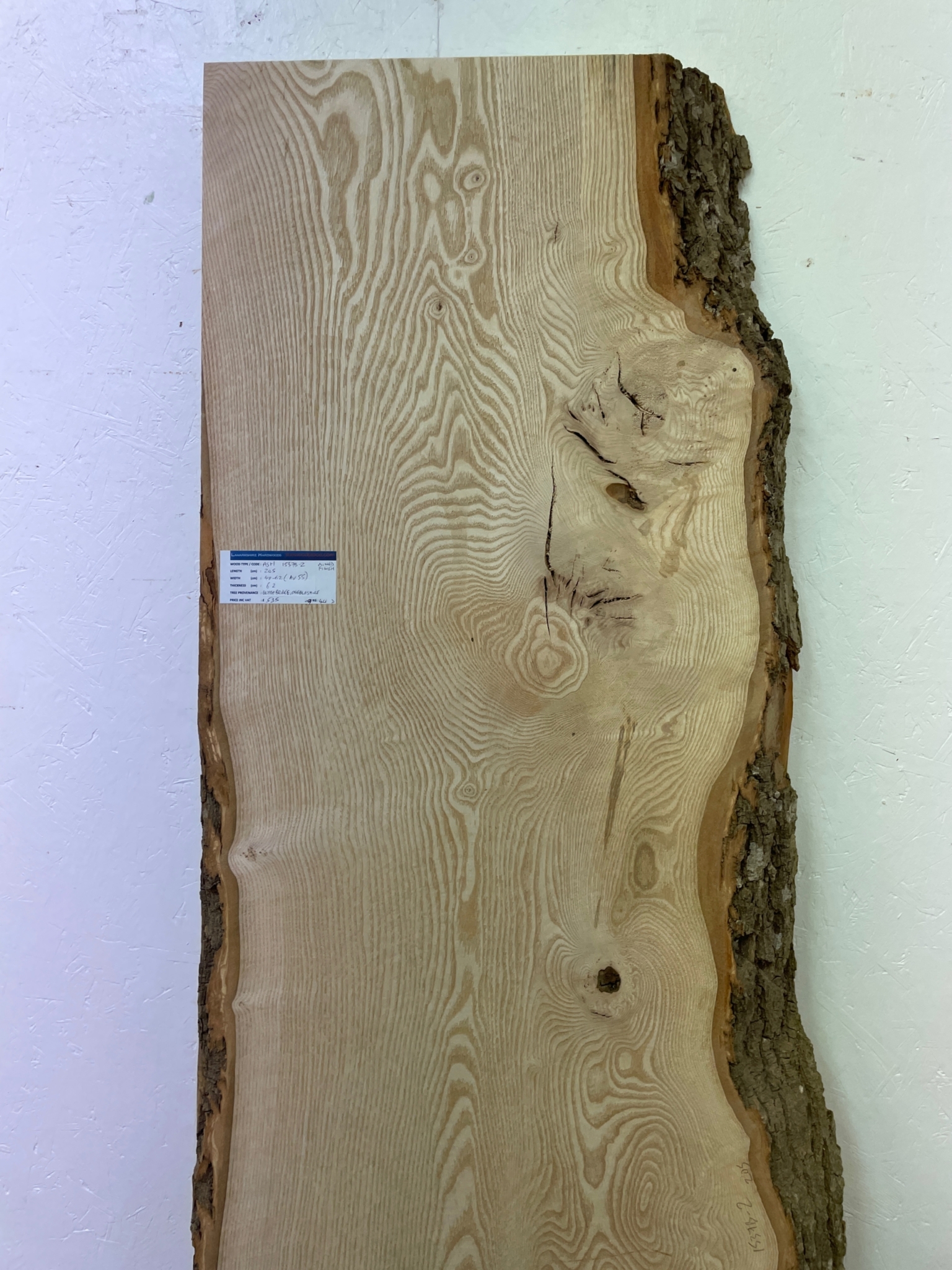 ASH Single Waney Natural Edge MILLED Finish Hardwood Board 1537B-2 Thickness 6.2cm Kiln Dried Seasoned Live Edge - Image 4