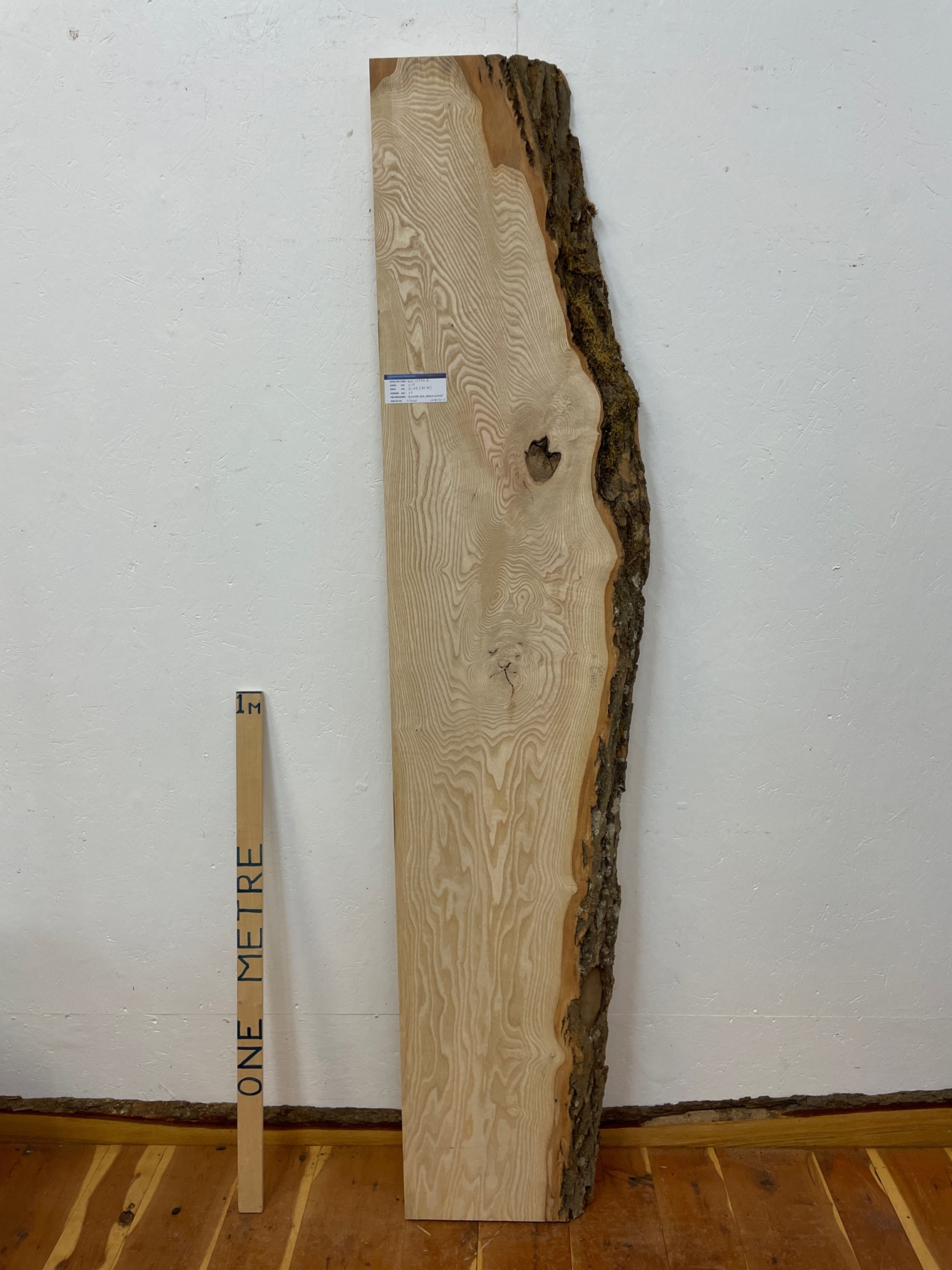 ASH Single Waney Natural Edge MILLED Finish Hardwood Board 1537B-8 Thickness 6.2cm Kiln Dried Seasoned Live Edge Tabletops Shelves Mantels