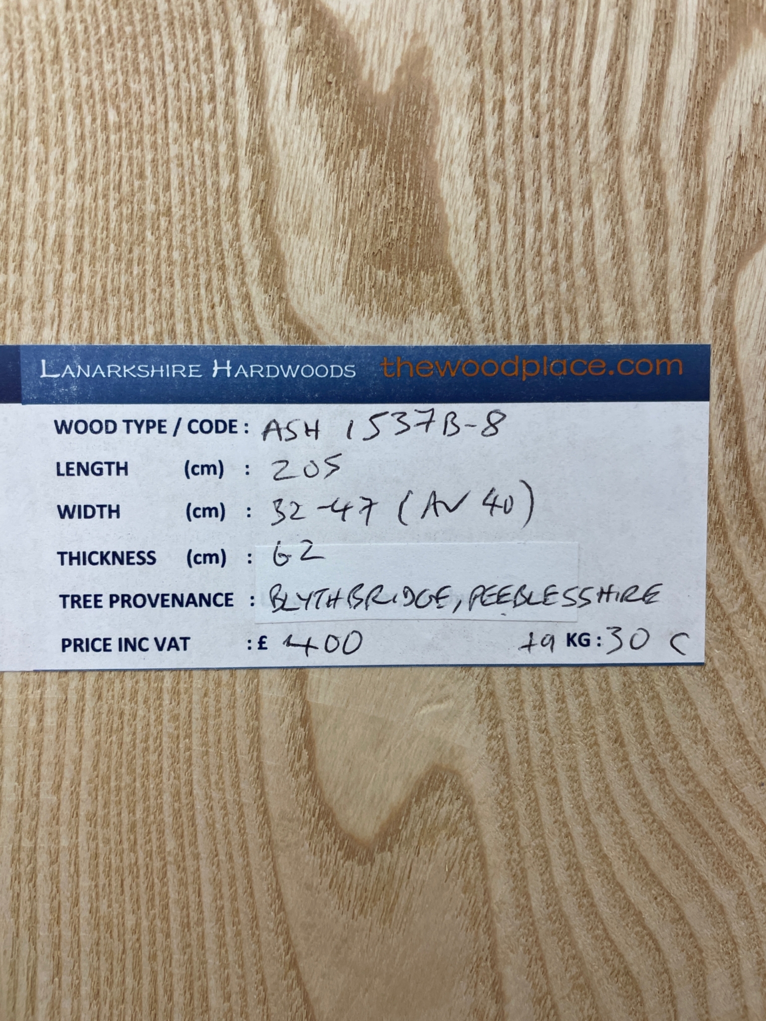 ASH Single Waney Natural Edge MILLED Finish Hardwood Board 1537B-8 Thickness 6.2cm Kiln Dried Seasoned Live Edge Tabletops Shelves Mantels - Image 3