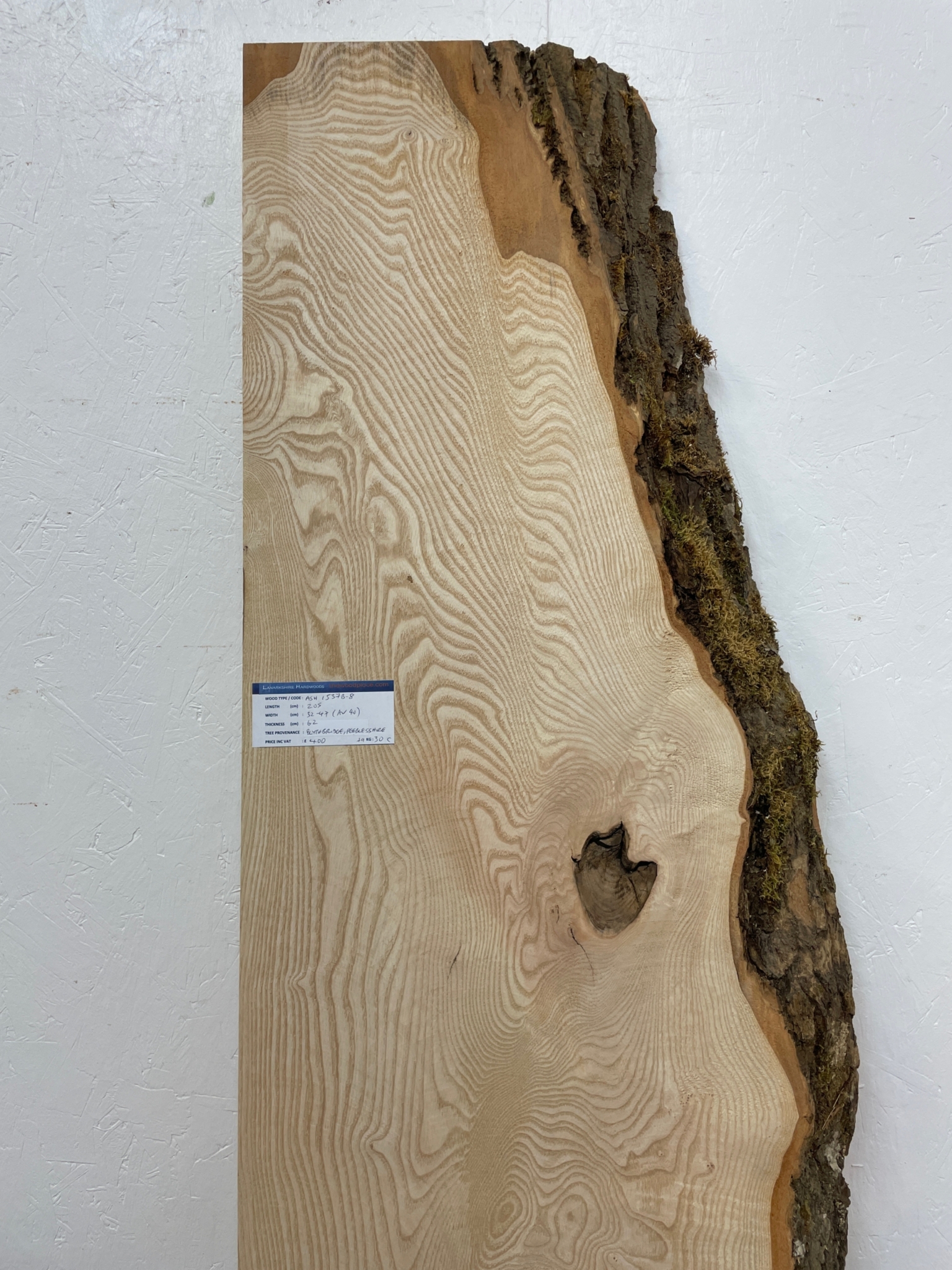 ASH Single Waney Natural Edge MILLED Finish Hardwood Board 1537B-8 Thickness 6.2cm Kiln Dried Seasoned Live Edge Tabletops Shelves Mantels - Image 4