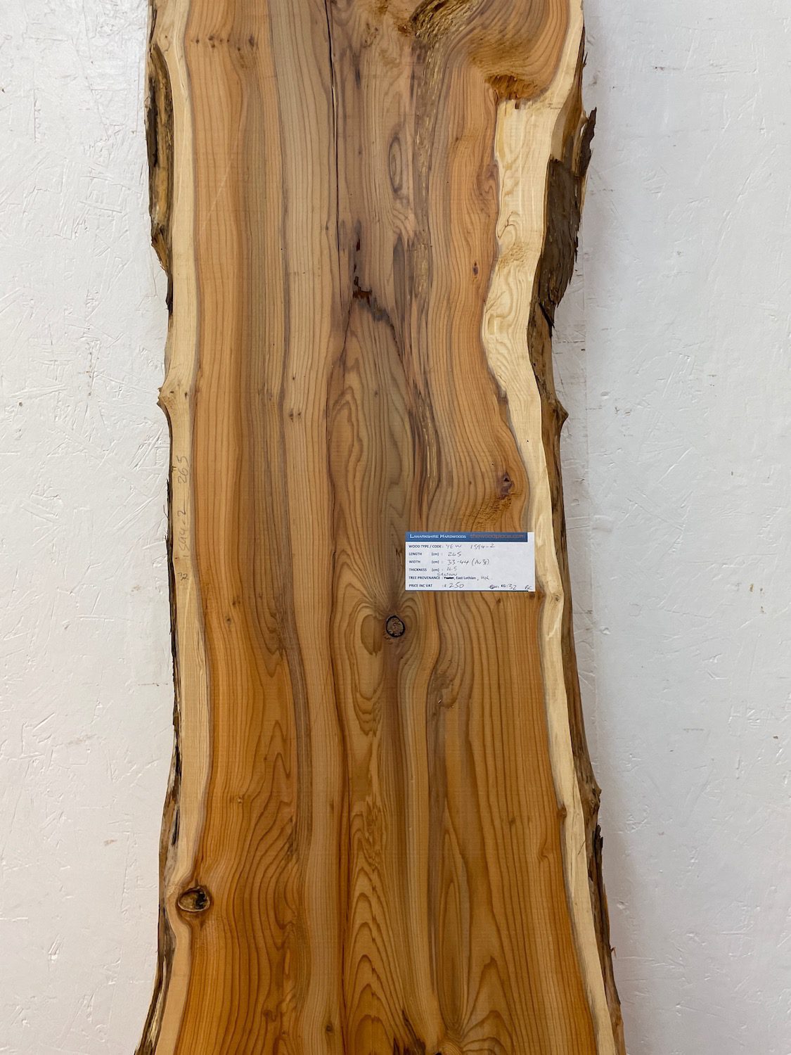 YEW Natural Waney Edge Slab Planed Finish Hardwood Board 1594-2 Thickness 4.5cm Kiln Dried Seasoned Live Edge Wallart Wildwood - Image 5