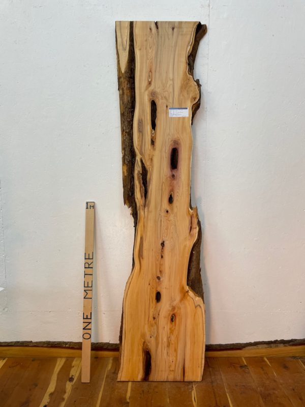 YEW Natural Waney Edge Slab Planed Finish Hardwood Board 1587-4A Thickness 4.5cm Kiln Dried Seasoned Live Edge Wallart Wildwood