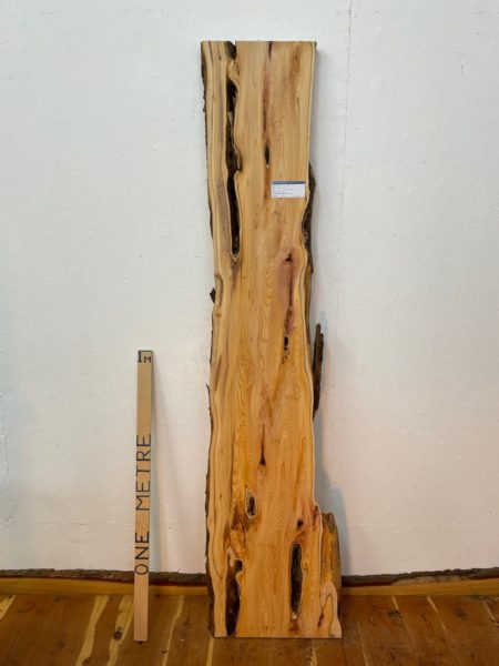 YEW Natural Waney Edge Slab Planed Finish Hardwood Board 1587-5A Thickness 4.5cm Kiln Dried Seasoned Live Edge Wallart Wildwood