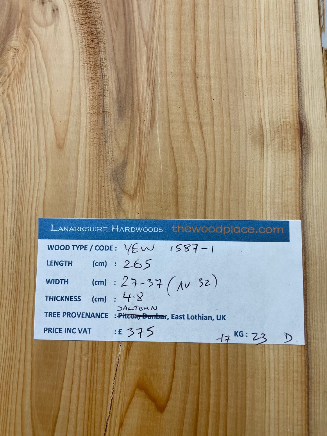 YEW Natural Waney Edge Slab Planed Finish Hardwood Board 1587-1 Thickness 4.8cm Kiln Dried Seasoned Live Edge Wallart Wildwood - Image 3