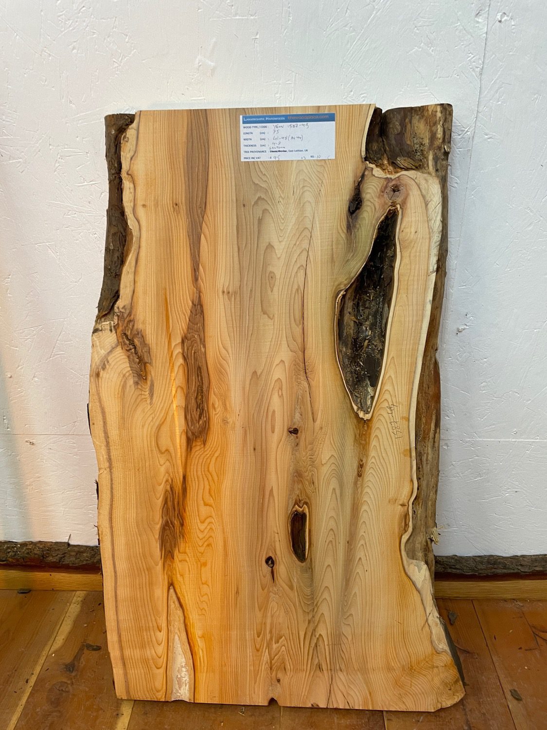 YEW Natural Waney Edge Slab Planed Finish Hardwood Board 1587-4B Thickness 4.8cm Kiln Dried Seasoned Live Edge Wallart Wildwood Offcut - Image 4