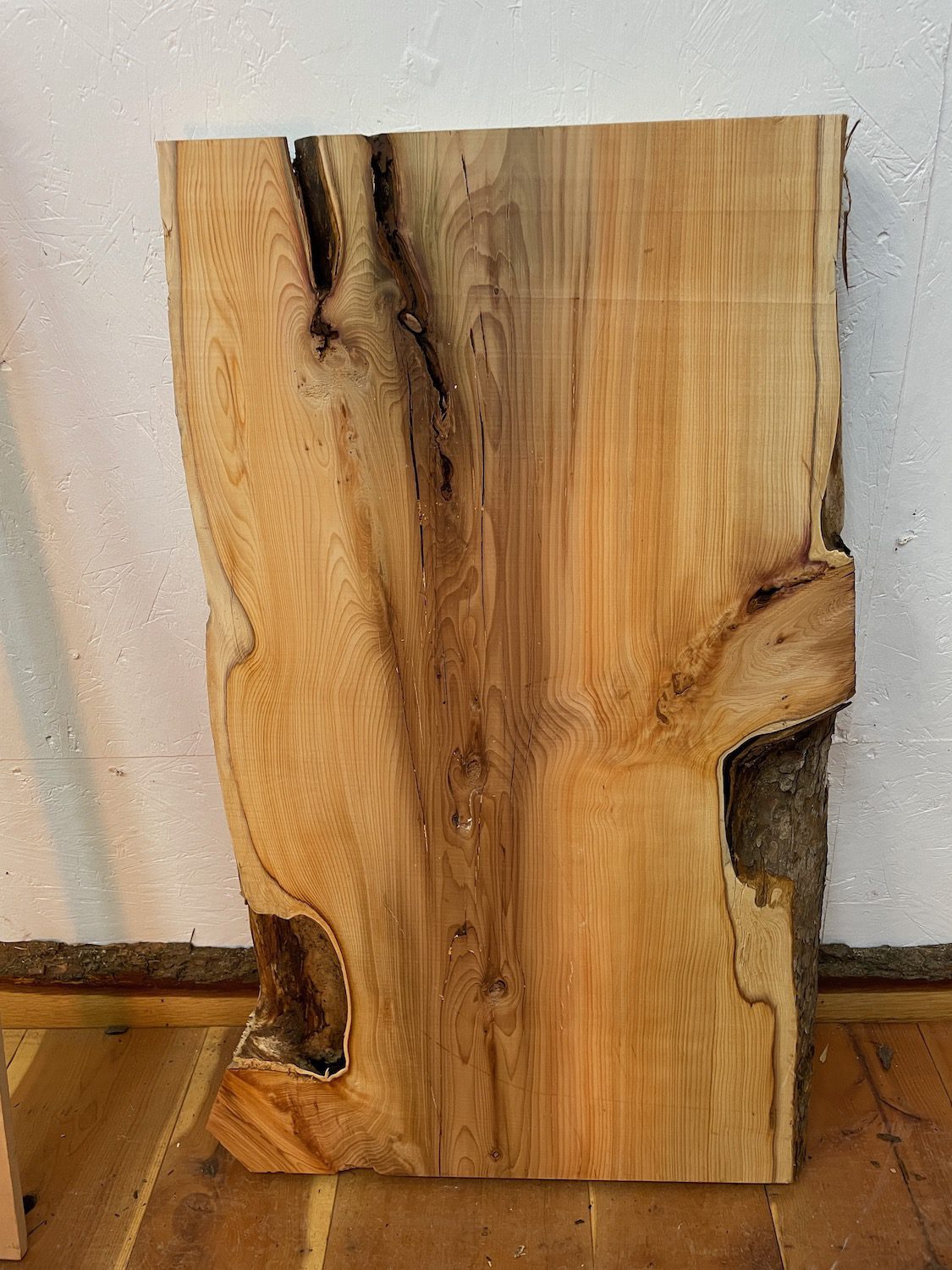 YEW Natural Waney Edge Slab Planed Finish Hardwood Board 1587-4B Thickness 4.8cm Kiln Dried Seasoned Live Edge Wallart Wildwood Offcut - Image 11