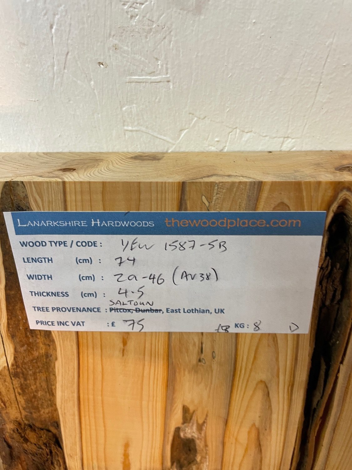 YEW Natural Waney Edge Slab Planed Finish Hardwood Board 1587-5B Thickness 4.5cm Kiln Dried Seasoned Live Edge Wallart Wildwood Offcut - Image 3