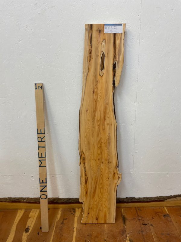 YEW Natural Waney Edge Slab Planed Finish Hardwood Board 1587B-5 Thickness 4.5cm Kiln Dried Seasoned Live Edge Wildwood