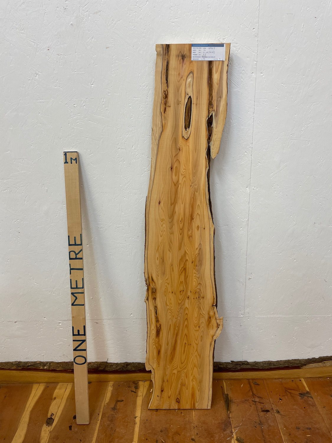 YEW Natural Waney Edge Slab Planed Finish Hardwood Board 1587B-5 Thickness 4.5cm Kiln Dried Seasoned Live Edge Wildwood