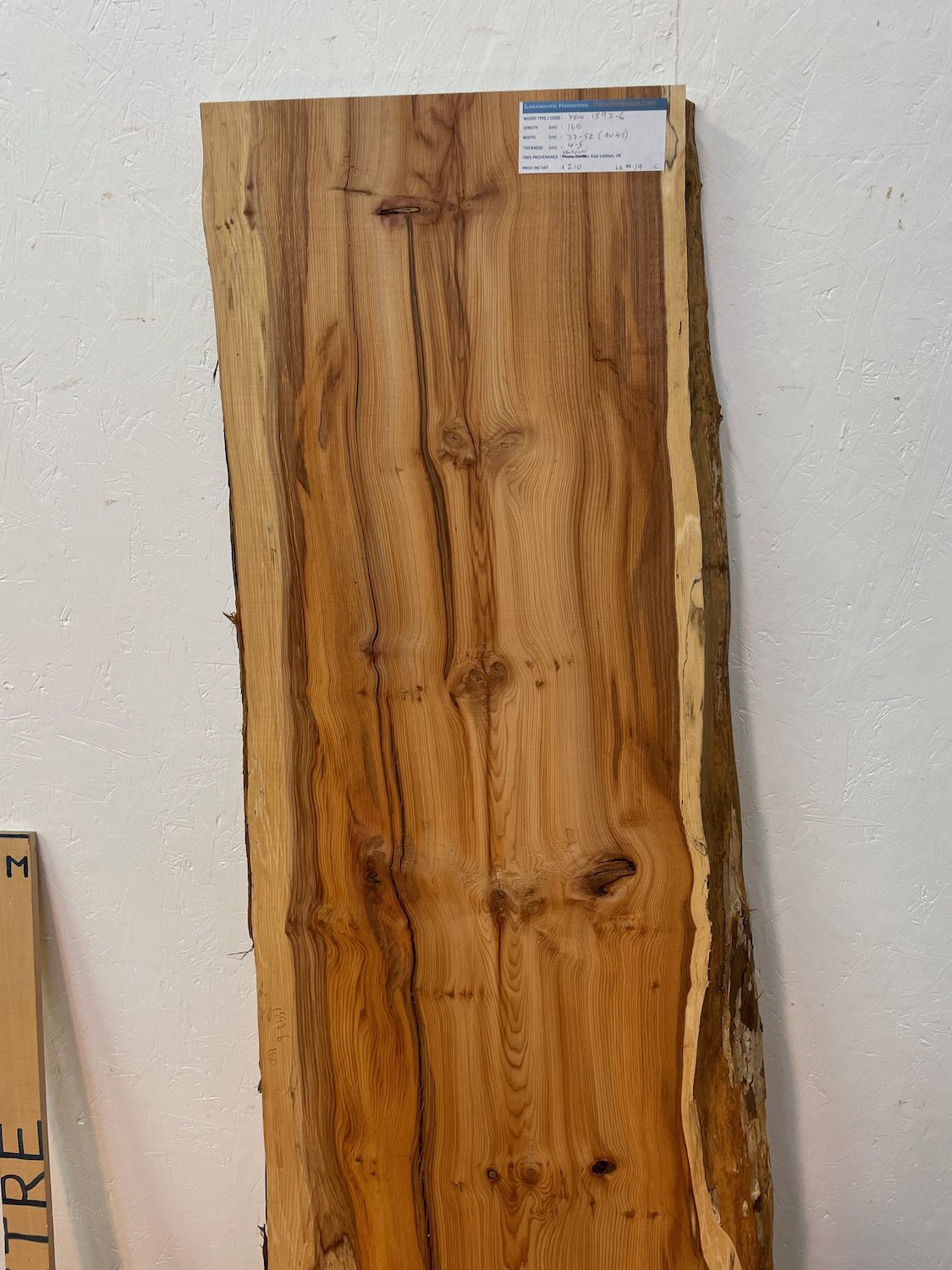 YEW Natural Waney Edge Slab Planed Finish Hardwood Board 1597-6 Thickness 4.5cm Kiln Dried Seasoned Live Edge - Image 4