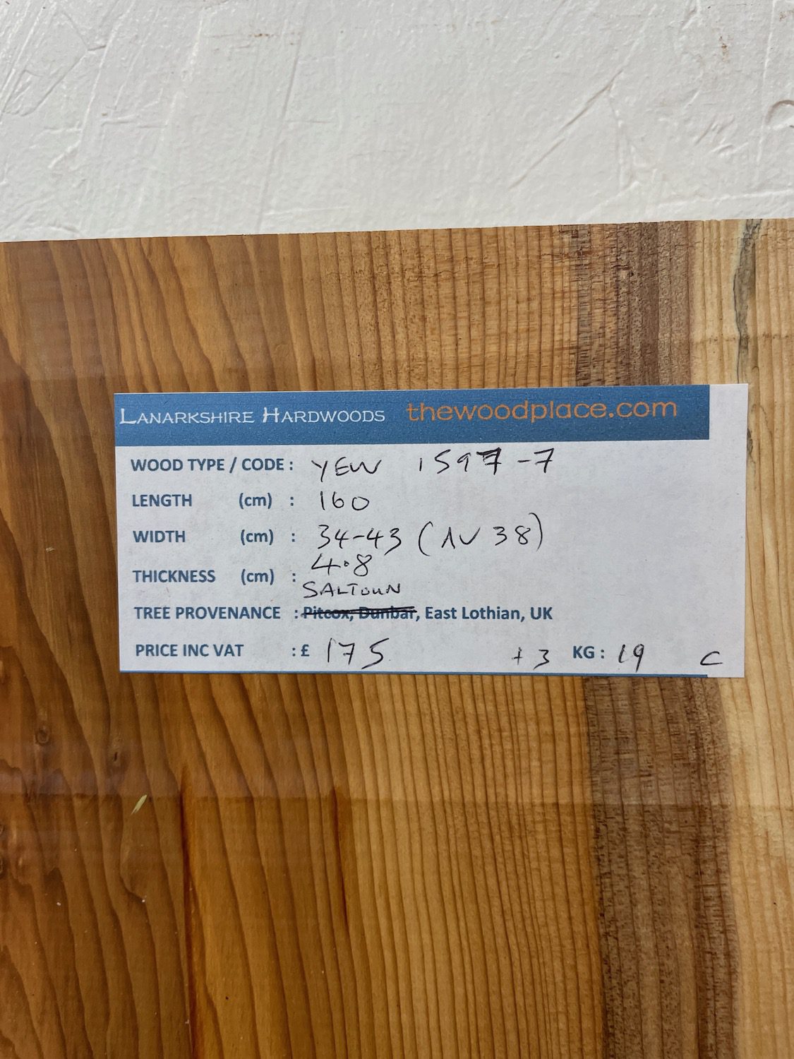 YEW Natural Waney Edge Slab Planed Finish Hardwood Board 1597-7 Thickness 4.8cm Kiln Dried Seasoned Live Edge - Image 3