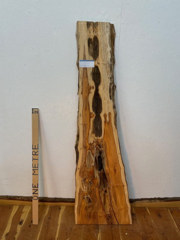 YEW Natural Waney Edge Slab Planed Finish Hardwood Board 1597-4 Thickness 4.8cm Kiln Dried Seasoned Live Edge Wildwood