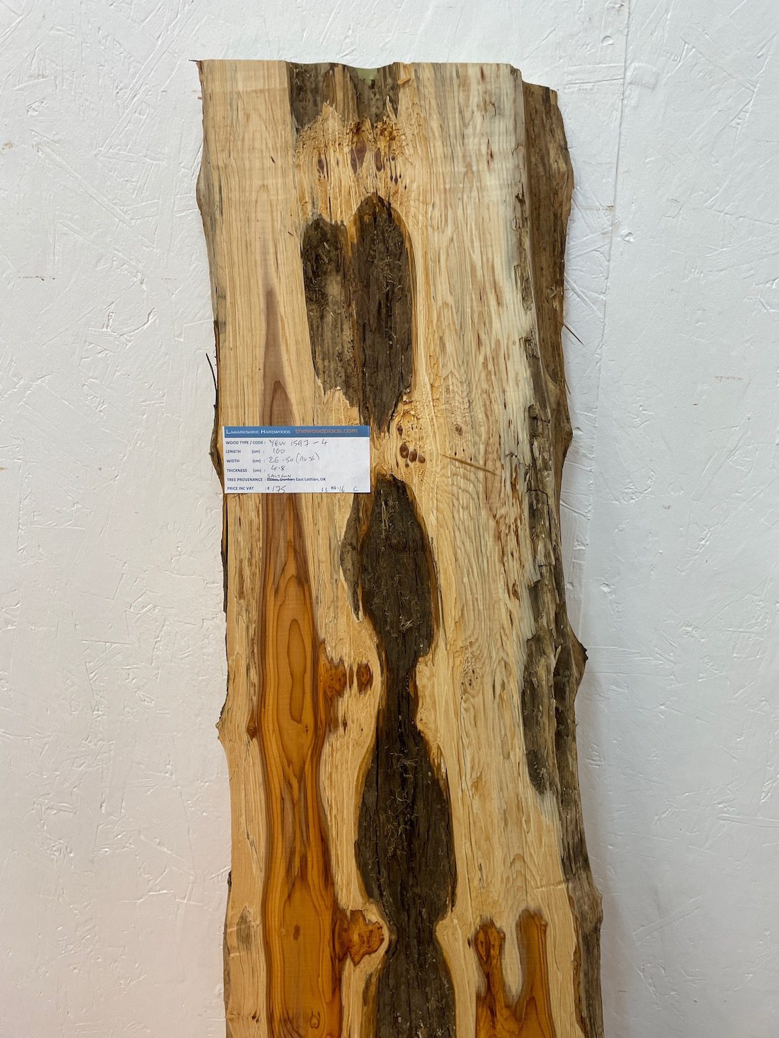 YEW Natural Waney Edge Slab Planed Finish Hardwood Board 1597-4 Thickness 4.8cm Kiln Dried Seasoned Live Edge Wildwood Wallart - Image 4