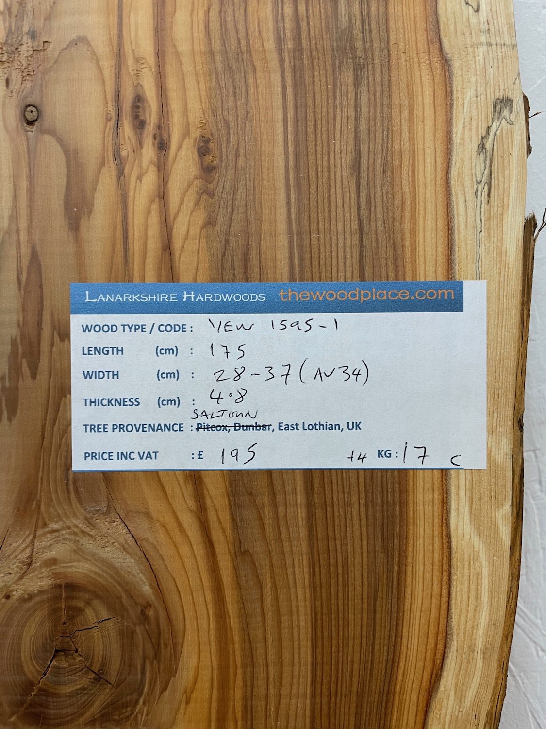 YEW Natural Waney Edge Slab Planed Finish Hardwood Board 1595-1 Thickness 4.8cm Kiln Dried Seasoned Live Edge Wildwood - Image 3