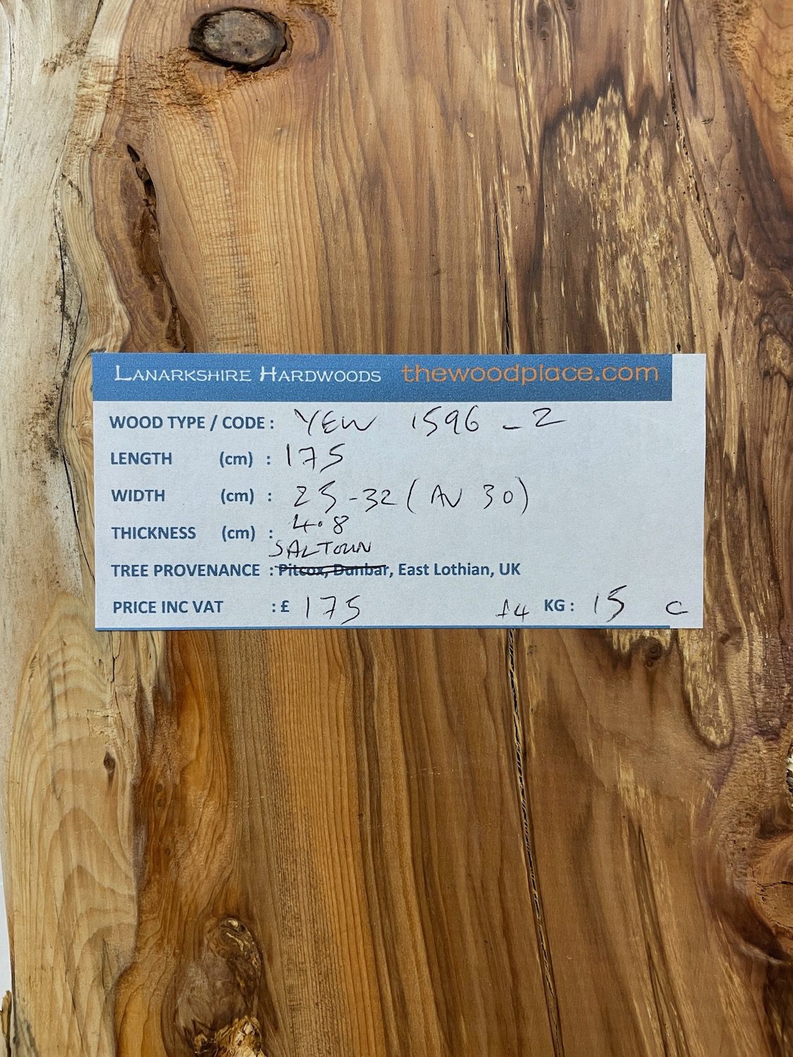 YEW Natural Waney Edge Slab Planed Finish Hardwood Board 1596-2 Thickness 4.8cm Kiln Dried Seasoned Live Edge Wildwood - Image 3