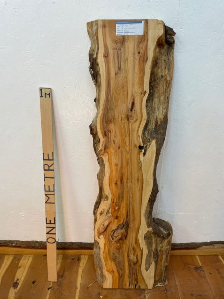 YEW Natural Waney Edge Slab Planed Finish Hardwood Board 1586A-1 Thickness 4.2cm Kiln Dried Seasoned Live Edge Wildwood