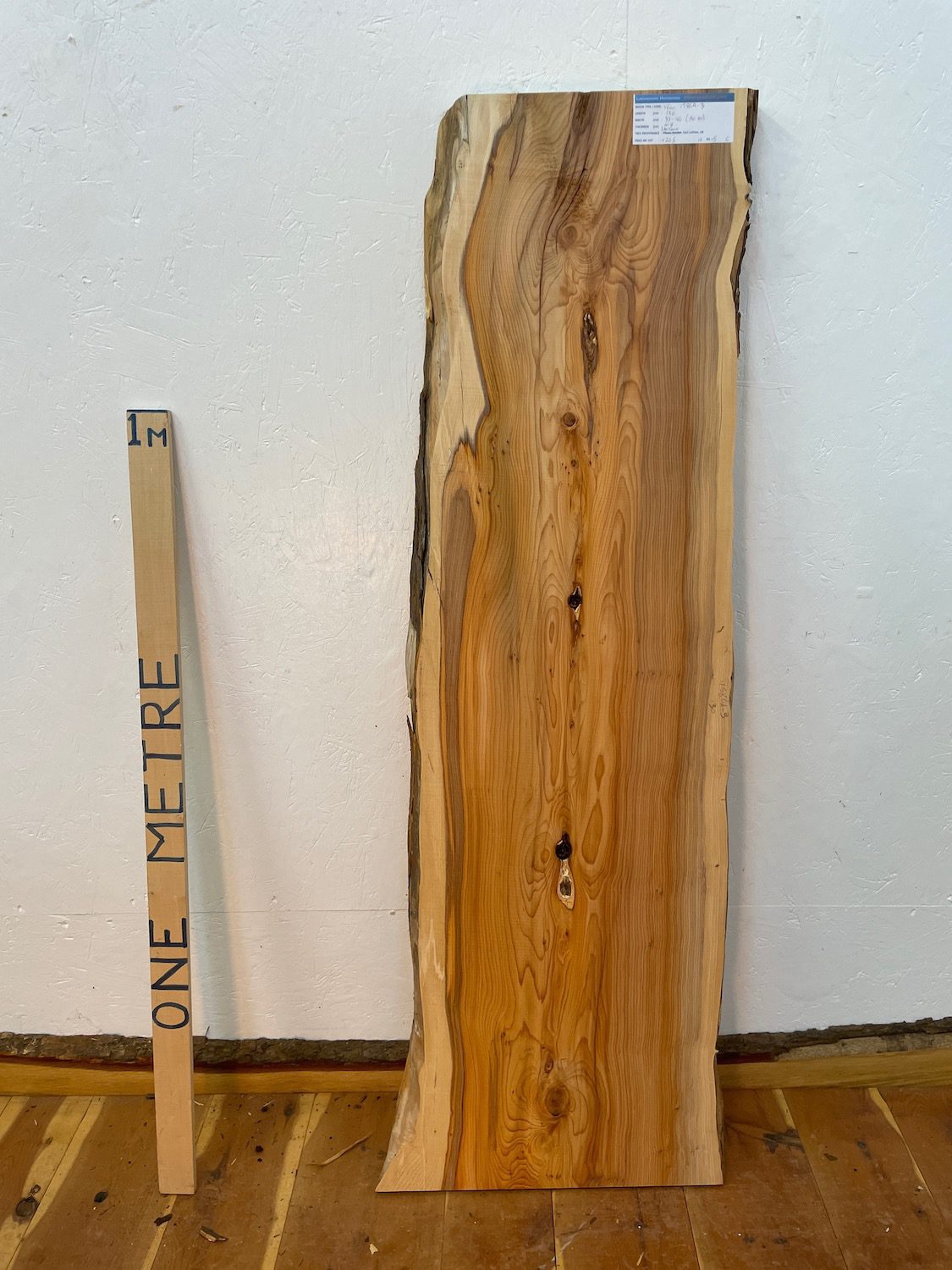 YEW Natural Waney Edge Slab Planed Finish Hardwood Board 1586A-3 Thickness 4.8cm Kiln Dried Seasoned Live Edge