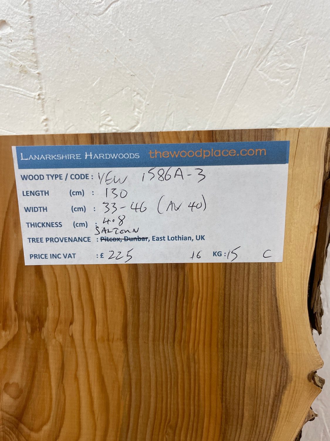 YEW Natural Waney Edge Slab Planed Finish Hardwood Board 1586A-3 Thickness 4.8cm Kiln Dried Seasoned Live Edge - Image 3