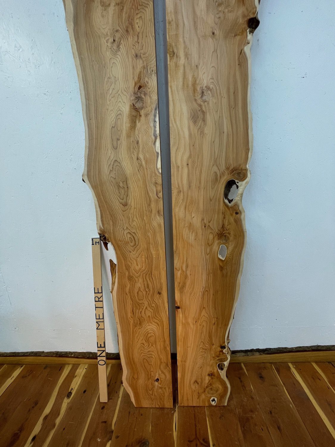 YEW Bookmatched Table Set Single Waney Edge Slabs Planed Finish Hardwood Boards 1593-4/5 Thickness 4.8cm Kiln Dried Seasoned Live Edge Epoxy Resin Projects Wildwood Desktop Tabletop Kitchen Worktops Dining Tabletops - Image 19