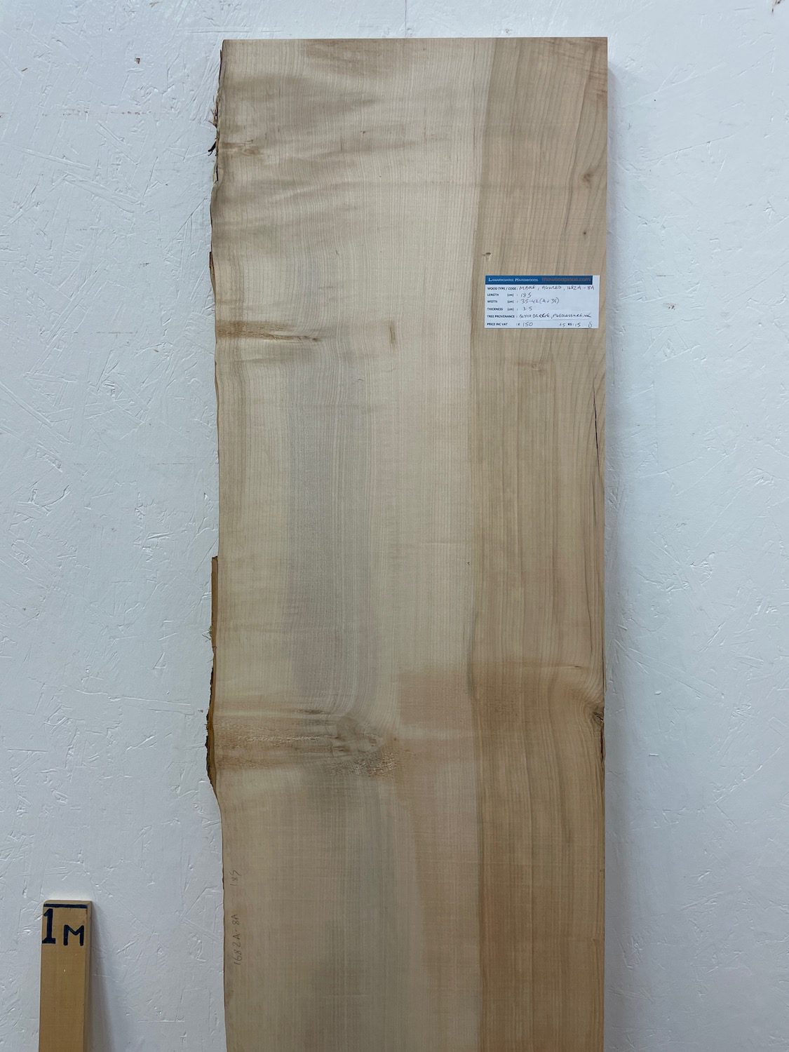 FIGURED MAPLE Single Waney Natural Live Edge Slab Planed Finish Hardwood Board 1682A-8A Thickness 3.5cm Kiln Dried Seasoned Decorative Board Shelf - Image 4