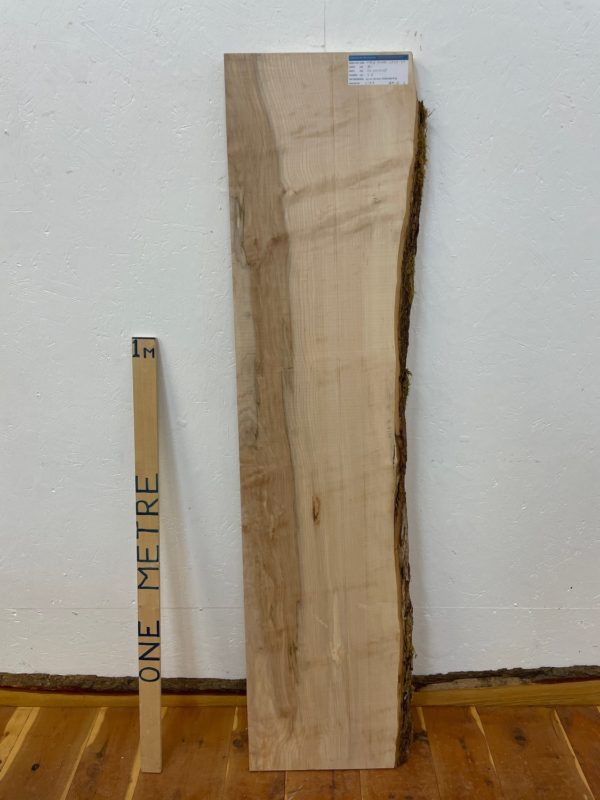 FIGURED MAPLE Single Waney Natural Live Edge Slab Planed Finish Hardwood Board 1682A-3A Thickness 3.5cm Kiln Dried Seasoned Decorative Board Shelf