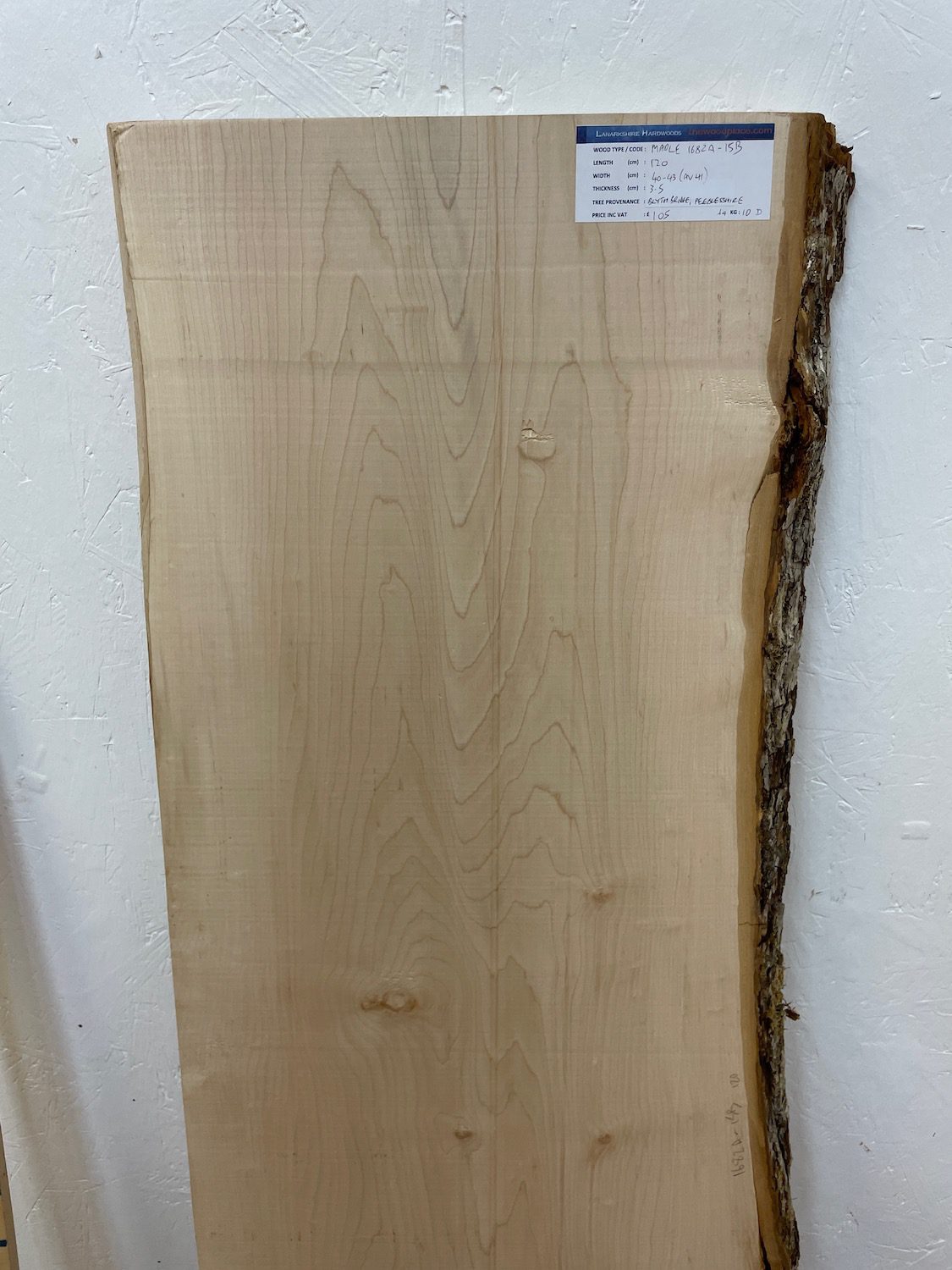 FIGURED MAPLE Single Waney Natural Live Edge Slab Planed Finish Hardwood Board 1682A-15B Thickness 3.5cm Kiln Dried Seasoned Decorative Board Shelf - Image 4